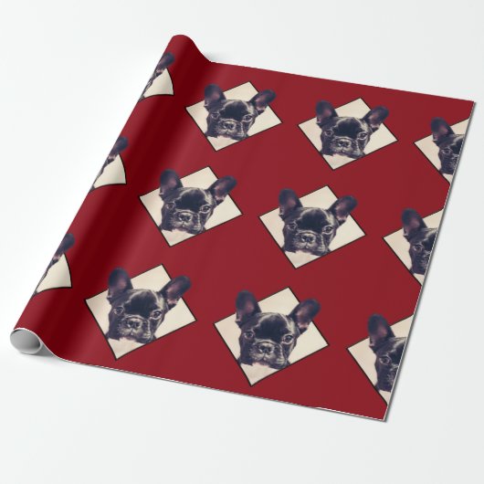 Cadeau Papier d'emballage Red French Bulldog (Déroulé)