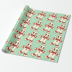 Cadeau Papier d'emballage Rétro Noël Cookies Menthe