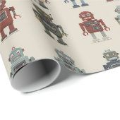 Cadeau Papier d'emballage Rétro Robot (Coin rond)