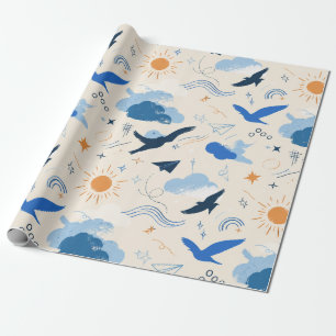 Cadeau Papier d'emballage Rêveur Oiseaux et Nuages
