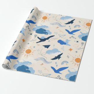 Cadeau Papier d'emballage Rêveur Oiseaux et Nuages
