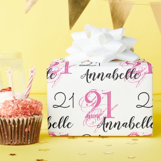 Cadeau Papier d'emballage rose 21 ans (Fête d'anniversaire)