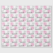 Cadeau Papier d'emballage rose 21 ans (Plat)
