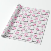 Cadeau Papier d'emballage rose 21 ans (Déroulé)