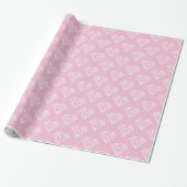 Cadeau Papier d'emballage rose de diamant de motif blanc (Déroulé)