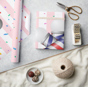 Cadeau Papier d'emballage rose et blanc rayé Barber Pole