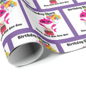 Cadeau Papier d'emballage rose et pourpre pour bébé requi (Coin rond)