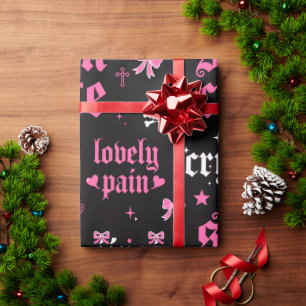 Cadeau Papier d'emballage rose noir gothique Douleur ador
