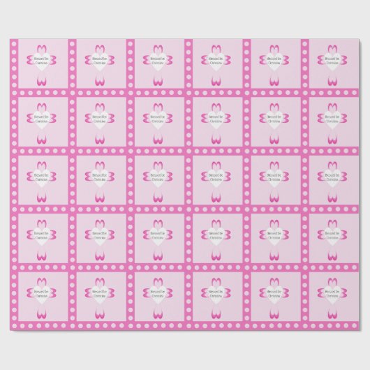 Cadeau Papier d'emballage rose pour baptême de filles (Plat)