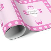 Cadeau Papier d'emballage rose pour baptême de filles (Coin rond)