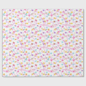 Cadeau papier d'emballage rose princesse couronne (Plat)