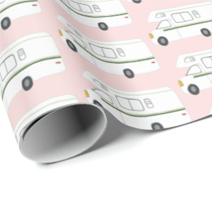 Cadeau Papier d'emballage rose Retro Camper Motorhome