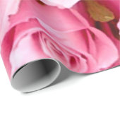 Cadeau Papier d'emballage rose roses (Coin rond)