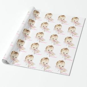 Cadeau Papier d'emballage rose vintage pour baby shower
