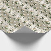 Cadeau Papier d'emballage Roses blanches cœurs d'or (Coin)