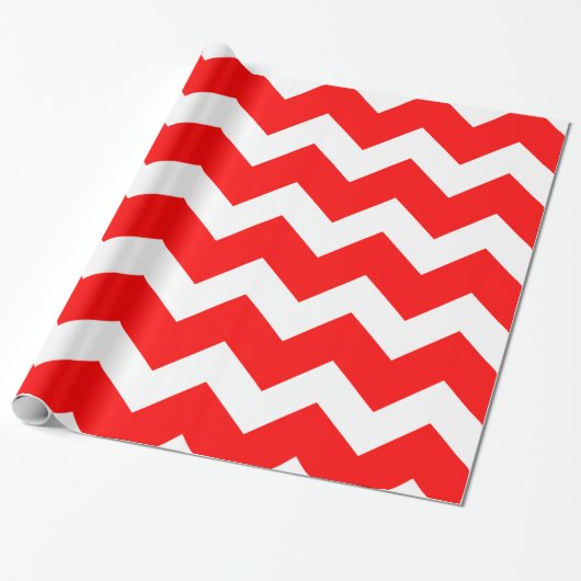 Cadeau Papier d'emballage rouge chaud de Chevron (Déroulé)