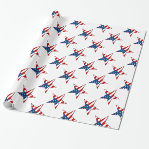 Cadeau Papier d'emballage rouge d'étoiles patriotiques