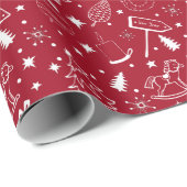 Cadeau Papier d'emballage rouge et blanc de Noël (Coin rond)