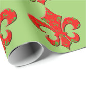 Cadeau Papier d'emballage rouge et vert de Holiday Fleur (Coin rond)