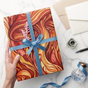 Cadeau Papier d'emballage rouge feu à motif de champignon