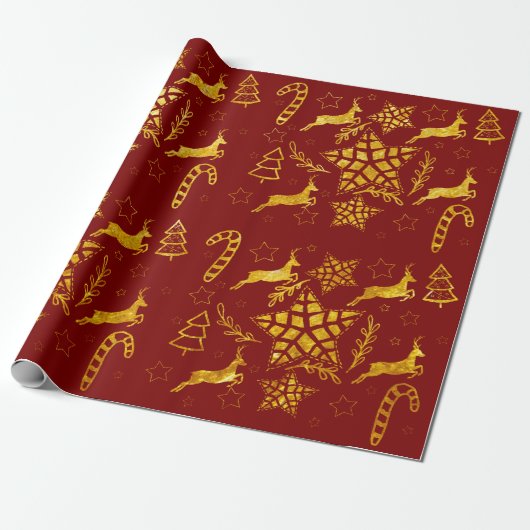 Cadeau Papier d'emballage rouge Star Leap (Déroulé)