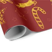 Cadeau Papier d'emballage rouge Star Leap (Coin rond)