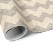 Cadeau Papier d'emballage rustique chevron crème (Coin rond)