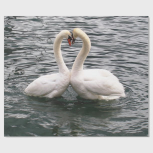 Cadeau Papier d'emballage Saint-Valentin Cygnes & Amour