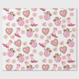 Cadeau Papier d'emballage Saint-Valentin Disco Cowgirl