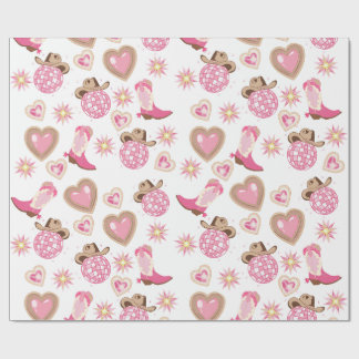 Cadeau Papier d'emballage Saint-Valentin Disco Cowgirl
