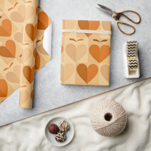 Cadeau Papier d'emballage Saint-Valentin Rétro Cœurs 70s