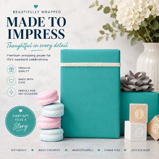 Cadeau Papier d'emballage sarcelle personnalisé