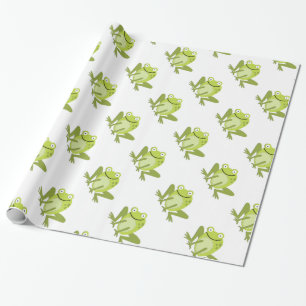 Cadeau Papier d'emballage sautant vert heureux de