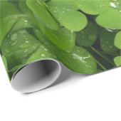 Cadeau Papier d'emballage shamrock à trèfle vert (Coin rond)