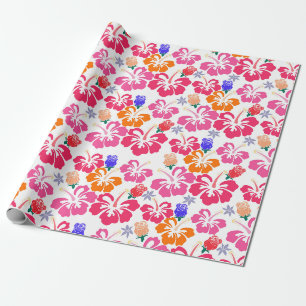 Cadeau Papier d'emballage Silhouette Hibiscus et Roses