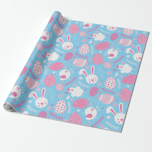 Cadeau Papier d'emballage simple de motif rose et bleu de