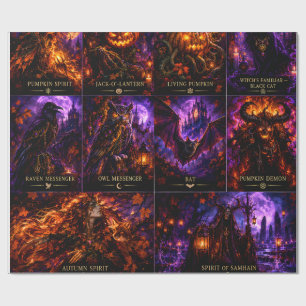 Cadeau Papier d'emballage sorcière gothique et monstres d