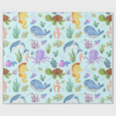 Cadeau Papier d'emballage sous-marin, créatures océanique (Plat)