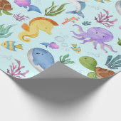 Cadeau Papier d'emballage sous-marin, créatures océanique (Coin)
