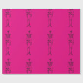 Cadeau papier d'emballage squelette rose chaud (Plat)