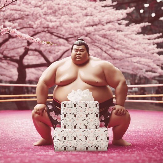 Cadeau Papier d'emballage Sumo's and Cherry Blossoms