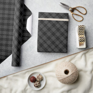 Cadeau Papier d'emballage tartan gris et noir