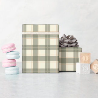Cadeau Papier d'emballage Tartan Sage Classique