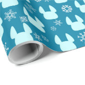 Cadeau Papier d'emballage Teal de Noël de bouledogue (Coin rond)