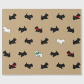 Cadeau Papier d'emballage Terrier Écossais Couleur Café (Plat)