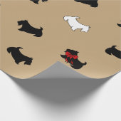 Cadeau Papier d'emballage Terrier Écossais Couleur Café (Coin)