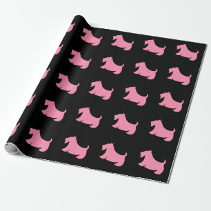 Cadeau Papier d'emballage Terrier Écossais Rose