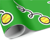 Cadeau Papier d'emballage thème softball (Coin rond)