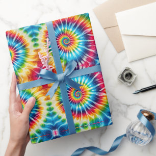 Cadeau Papier d'emballage Tie Dye Psychédélique Arc-en-Ci