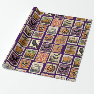 Cadeau Papier d'emballage timbres-poste Halloween vintage